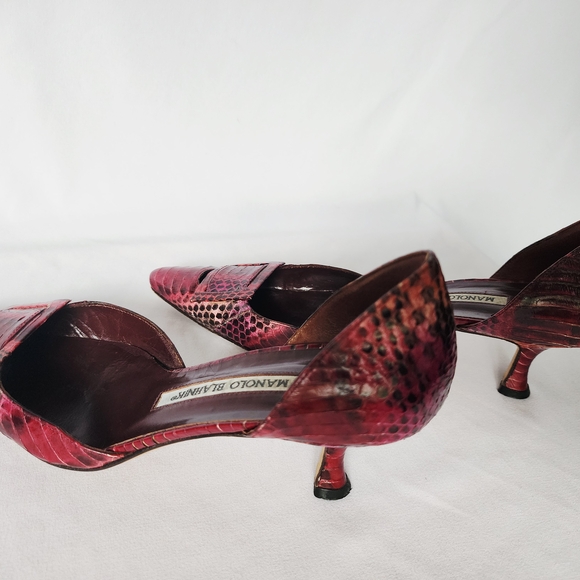 Manolo Blahnik Red Snakeskin Heels - Picture 15 of 15